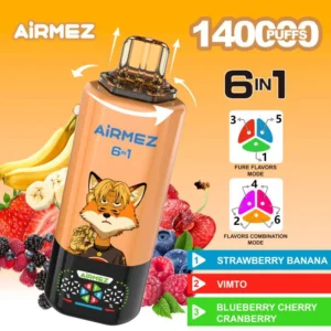 Airmez FOX 140000 Puffs 6 IN 1 – 140 000 pyknięć i 6 smaków w jednym e-papierosie Airmez,Airmez FOX,Disposable Vape,vape flavors guide,how to choose disposable vape