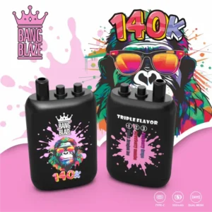 Bang Blaze 140K Puffs Vape – 3 Smaki w 1, Dual Mesh Coil, USB-C e-papieros jednorazowy, 14000 zaciągnięć, 3 smaki w 1, podwójna cewka mesh, ładowanie USB-C, Bang Blaze